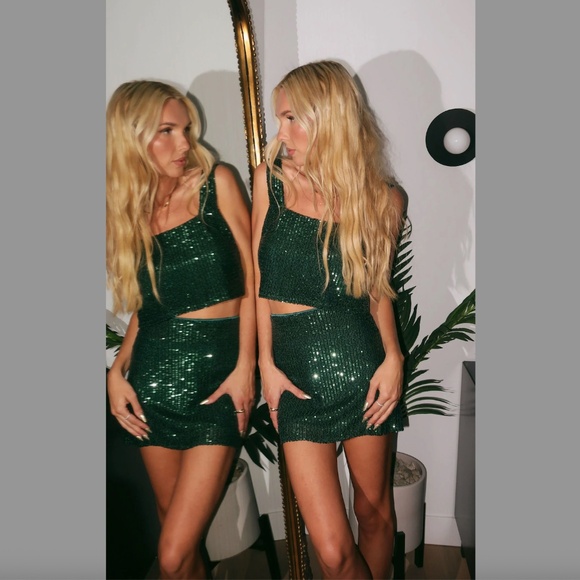 Show Me Your Mumu All Night Skort in emerald sequins - Picture 1 of 11